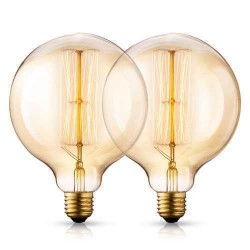 Edison Rustik Glop Ampül G80 Düz Çizgili Sıcak Gün Işığı 40 Watt Akkor E27