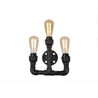 Aplik Duvar Aydınlatma Retro Tarzı Endüstriyel Boru Üç Duylu