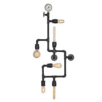 Aplik Retro Gotik Tarz Su Borusu Manometre Açma Kapama Vanalı Siyah Bakır Altın