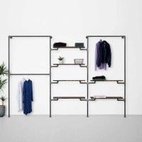 Elbise Askılığı Portmanto Üç Bölümlü Dört İki Yan Yana Raflı Gardrop Duvar Tipi Su Borusu Retro Tarz Elbise Askılığı Portmanto Üç Bölümlü Dört İki Yan Yana Raflı Gardrop Duvar Tipi Su Borusu Retro Tarz