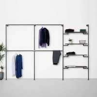 Elbise Askılığı Portmanto Üç Bölümlü Dort Raflı Gardrop Duvar Tipi Su Borusu Retro Tarz Elbise Askılığı Portmanto Üç Bölümlü Dort Raflı Gardrop Duvar Tipi Su Borusu Retro Tarz