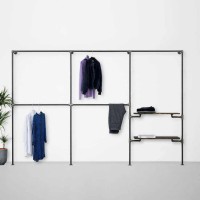 Elbise Askılığı Portmanto Üç Bölümlü İki Raflı Gardrop Duvar Tipi Su Borusu Retro Tarz Elbise Askılığı Portmanto Üç Bölümlü İki Raflı Gardrop Duvar Tipi Su Borusu Retro Tarz
