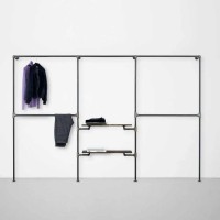 Elbise Askılığı Portmanto Üç Bölümlü Orta İki Raflı Gardrop Duvar Tipi Su Borusu Retro Tarz Elbise Askılığı Portmanto Üç Bölümlü Orta İki Raflı Gardrop Duvar Tipi Su Borusu Retro Tarz