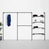 Elbise Askısı Mağaza Butik Konfeksiyon Üç Bölümlü Dört Raflı Gardrop Duvar Tipi Su Borusu Retro Tarz Elbise Askısı Mağaza Butik Konfeksiyon Üç Bölümlü Dört Raflı Gardrop Duvar Tipi Su Borusu Retro Tarz