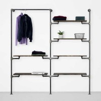 Elbise Askısı Mağaza Butik Konfeksiyon İki Bölümlü Altı Raflı Gardrop Duvar Tipi Su Borusu Retro Tarz Elbise Askısı Mağaza Butik Konfeksiyon İki Bölümlü Altı Raflı Gardrop Duvar Tipi Su Borusu Retro Tarz